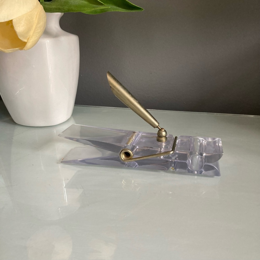 Vintage  MCM Brass and Clear Acrylic Letter Opener